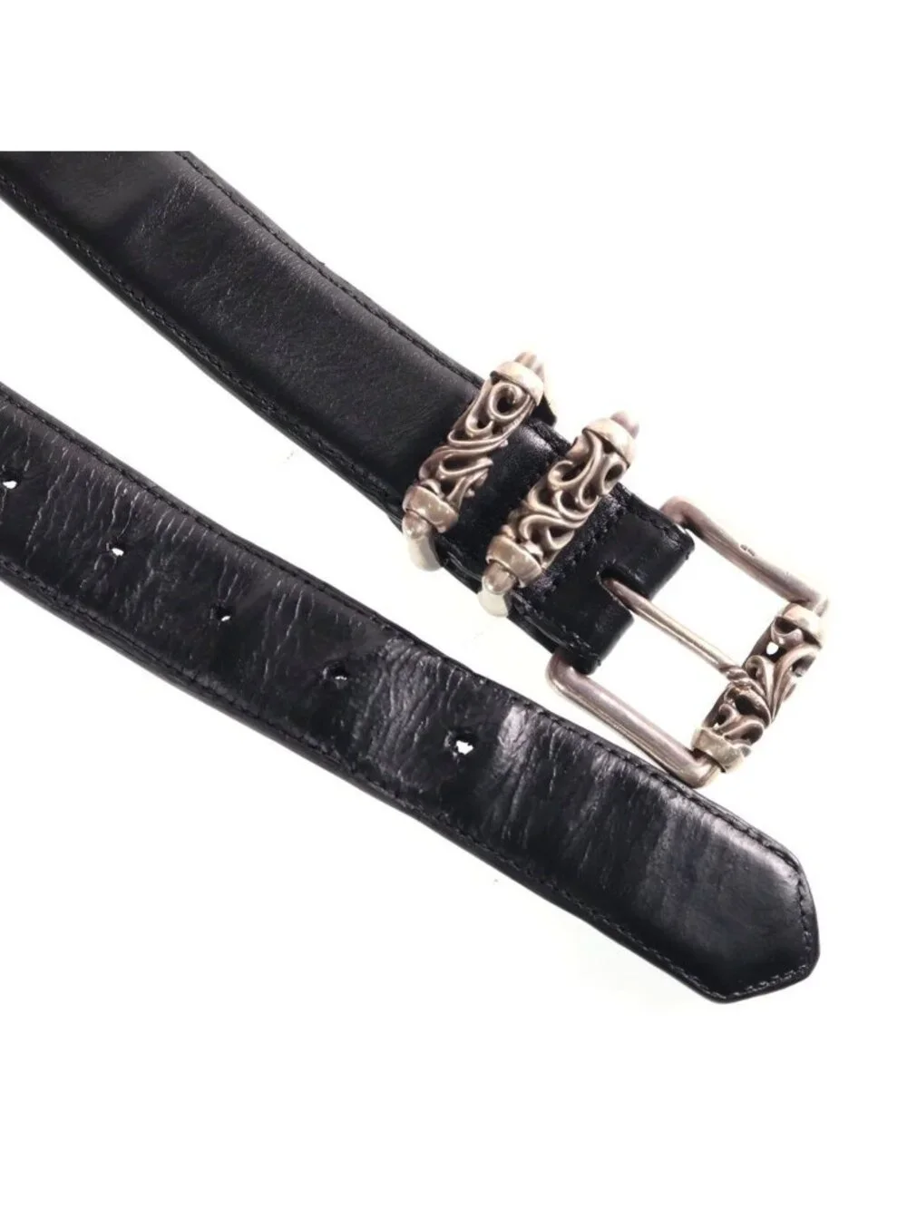 Chrome Hearts Roller Buckle Leather Belt Silver